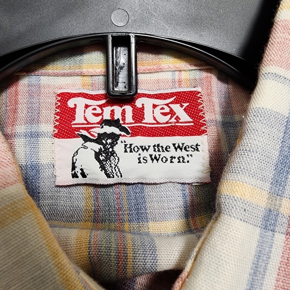 Vintage Tem Tex Mens Button Down Shirt, Small, 15 1/2 - 33, Excellent Condition - Picture 7 of 8